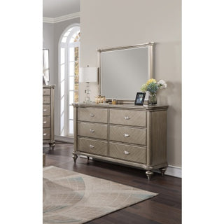 Walnut Antique 6-Drawer Dresser with Mirror