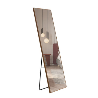Brown Solid Wood Full-Length Mirror