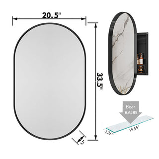 Oval Recessed Mirror Cabinet 20x34