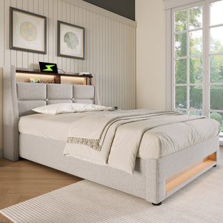 A Metal Bed Frame Made Of Linen Material