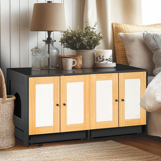 Double Cat Litter Box Enclosure Furniture