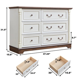 Kelce Farmhouse Style Dresser (6 Drawers) Wooden Rustic Chest Of Drawers