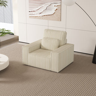 Corduroy Upholstered Armchair With Throw Pillow – Soft Single-Seat Lounge Chair For Cozy Corners, Plush Comfort