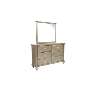 Walnut Antique 6-Drawer Dresser with Mirror