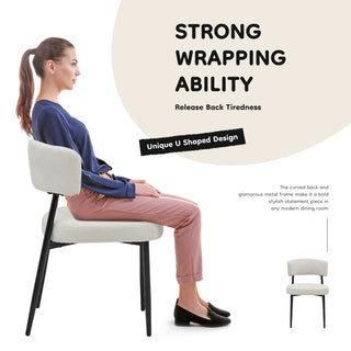 Modern Dining Chairs Set Of 4, Upholstered Dining Chairs With Curved Backrest,Sturdy Metal Frame