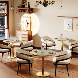 Round Modern Dinning Table 31.5 Inches Bistro Table Tulip Table With Faux Marble Top,Easy Assemble,Sturdy Metal Frame Diameter