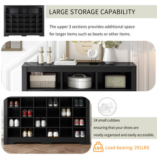 Modern Curved Black Shoe Cabinet