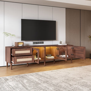 Rattan TV Stand with LED Lights