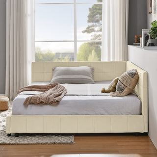 Full Size Upholstered Tufted  Bed Frame, Sofa Bed Frame With Comfortable Backrest And Armrests, Full Size Bed For Bedroom, Living Room,Velvet, NEW BEIGE 80.5x59x30.5