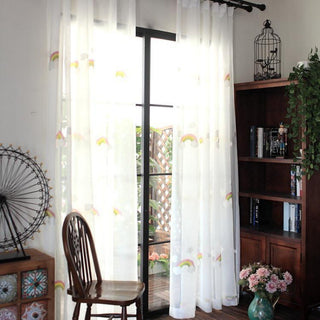 Rainbow Pastoral Embroidered Gauze Curtains