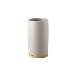 Ceramic Toothbrushing Cup Set with Wooden Bottom
