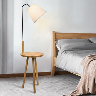 Vertical Wooden Coffee Table Floor Lamp