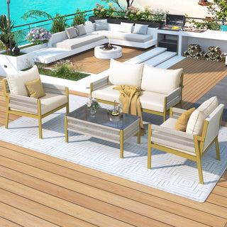 K &amp; K Modern 4-Piece Rope Patio Furniture Set