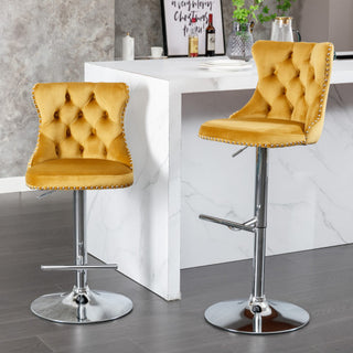 Sasha Velvet Swivel Barstools (Set Of 2)