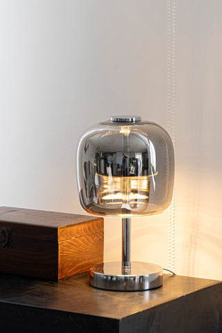 Modern Smokey Gray Glass Table Lamp