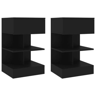 vidaXL 2-Piece Black Bedside Cabinets