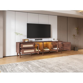 Rattan TV Stand with LED Lights