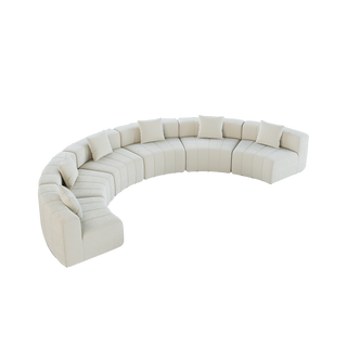 Chenille Curved Sectional Sofa With 6 Pillows,Curved Symmetrical Modular Semi Circular Sofa Sectional For Bedroom, Living Room, Office For Leisure Or Nap, Reading Room, And Lobby