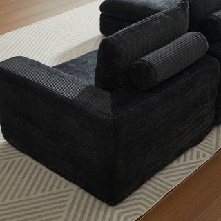 99-Inch Boneless Couch With Chaise, L-Shaped Modern Upholstered Sectional Sofa With Three Pillows, Corduroy Sectional Sofa For Living Room And Bedroom, No Assembly Required