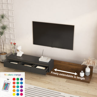 Modern TV Stand With LED Lights , Entertainment Center Wooden TV Stand, TV Stand Desk Media Cabinet With Storage For Living Room Bedroom