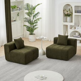 Chenille Sectional Sofa With 2 Pillows,Symmetrical Modular Sofa Sectional For Bedroom, Living Room, Office For Leisure Or Nap, Reading Room, And Lobby