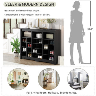 Modern Curved Black Shoe Cabinet