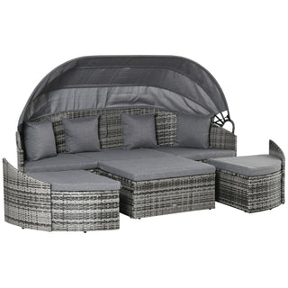 Convertible Rattan Daybed Sectional, Grey