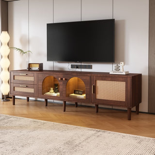 Rattan TV Stand with LED Lights