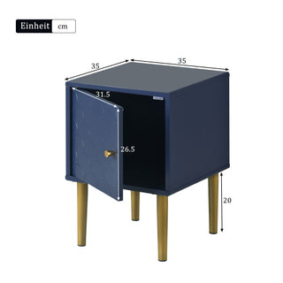 Navy Blue Solid Wood Bedside Tables