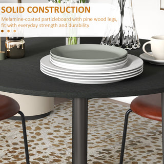 Folding Dining Table, Round Drop Leaf Kitchen Table for Small Spaces with Wood Legs, Black