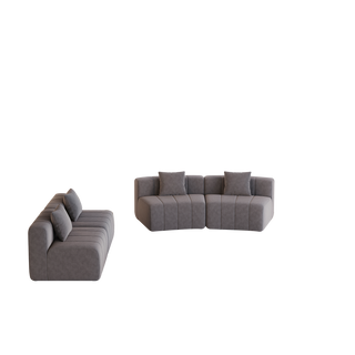 Chenille Curved Sectional Sofa With 4 Pillows,Curved Symmetrical Modular Sofa Sectional ,Two Curved Seats And Two Single Seats,Two Curved Seats And Two Single Seats