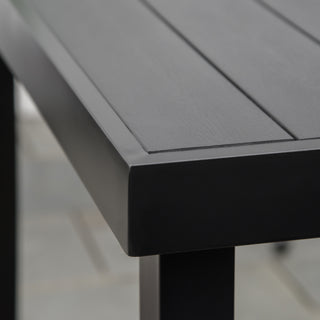 Outdoor Dining Table for 6 Person, Rectangular Patio Table, Aluminum Metal Legs for Garden, Lawn, Patio, Woodgrain Black