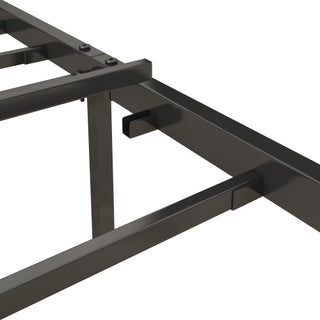 Full Size Bed Frame With Charging Station, Upholstered Headboard, Metal Platform, Grey