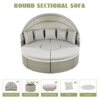 Round Rattan Outdoor Sectional Sofa