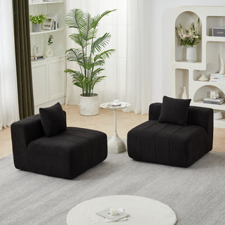 Chenille Sectional Sofa With 2 Pillows,Symmetrical Modular Sofa Sectional For Bedroom, Living Room, Office For Leisure Or Nap, Reading Room, And Lobby