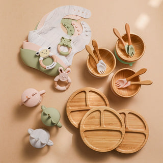 7Pcs Wooden Feeding Tableware Sets