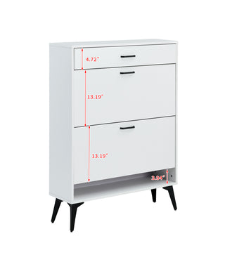 White Shoe Cabinet with Metal Legs