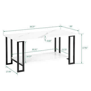 D & N Coffee Table – Stylish &amp; Durable Marble MDF with Iron Legs