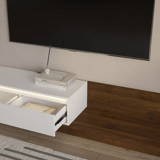 Modern TV Stand With LED Lights , Entertainment Center Wooden TV Stand, TV Stand Desk Media Cabinet With Storage For Living Room Bedroom