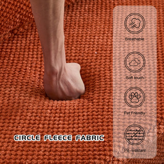 Compression Mahjong Sofa,Convertible Floor Sofa Bed,DIY Boneless Modular Sectional Sofa,No Assembly Required,Circle Fleece Fabric,Oversized 4 Seater With 2 Ottoman,Orange