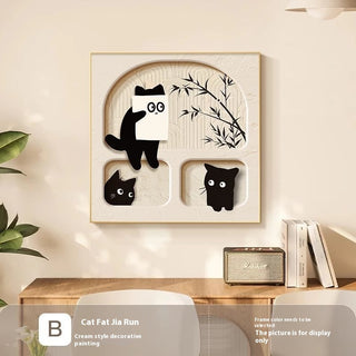 Cute Cat Cream Style Decorative Painting