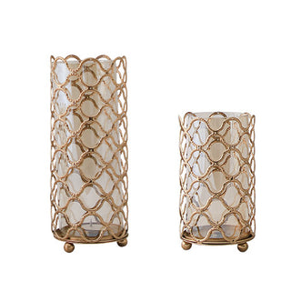 Golden Hollow Glass Flower Vases