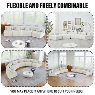 Chenille Curved Sectional Sofa With 4 Pillows,Curved Symmetrical Modular Sofa Sectional ,Two Curved Seats And Two Single Seats