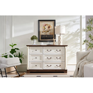 Kelce Farmhouse Style Dresser (6 Drawers) Wooden Rustic Chest Of Drawers
