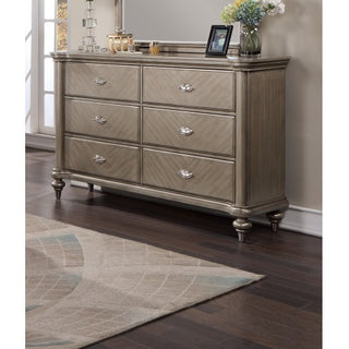 Walnut Antique 6-Drawer Dresser with Mirror