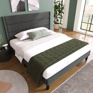 Linen Bed Frame With Slatted Frame
