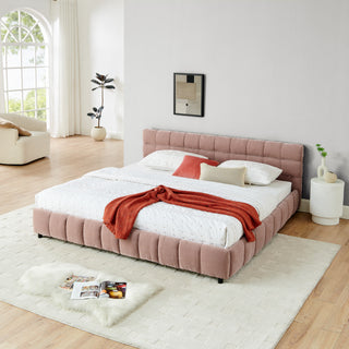 King Size Upholstered Bed ,comfortable Upholstered Bed Frame, Chenille Fabric, With Headboard And Solid Bed Frame. With Drawer For Storage.-Pink 88.5x85.5x31