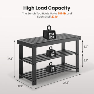 3-Tier Bamboo Shoe Bench Organizer