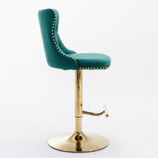 Laila Golden Swivel Velvet Barstools (Set Of 2)