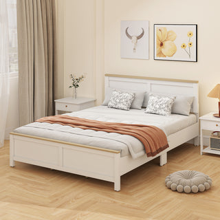 Queen Bed Frame with Headboard, Modern Platform Bed Frame with Wooden Slats, No Box Spring Needed, Easy Assembly, White